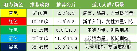 新手选择多少磅的弹力带?